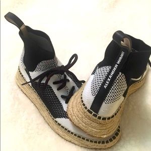 Women's Black/White Dakota Stretch-knit Espadrille Sneakers
